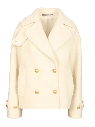Tagliatore Sheila Double Broasted Coat Coats White In Yellow