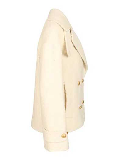 Tagliatore Sheila Double Broasted Coat Coats White In Yellow