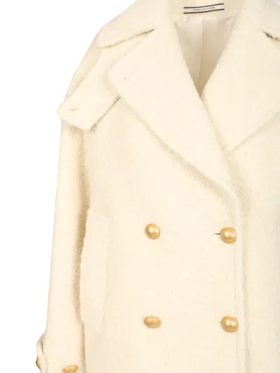 Tagliatore Sheila Double Broasted Coat Coats White In Yellow