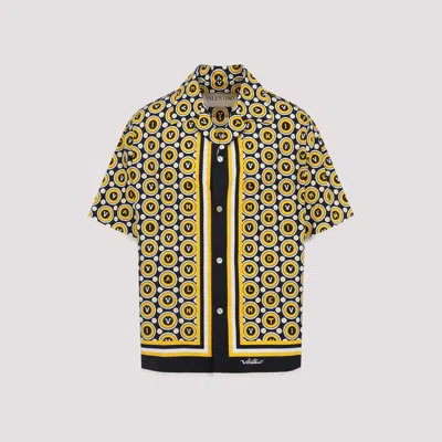 Valentino Bowling Shirt With Bulles Royales Print In Yellow