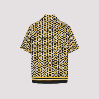 Valentino Bowling Shirt With Bulles Royales Print In Yellow