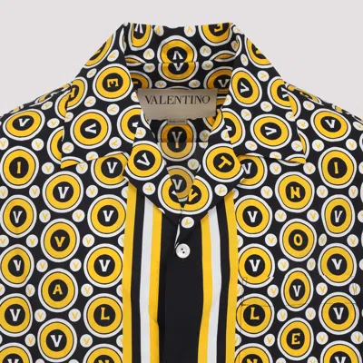 Valentino Bowling Shirt With Bulles Royales Print In Yellow