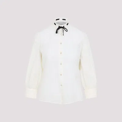 Valentino Daisy Polka-dot Sangallo Button-down Shirt In Neutral