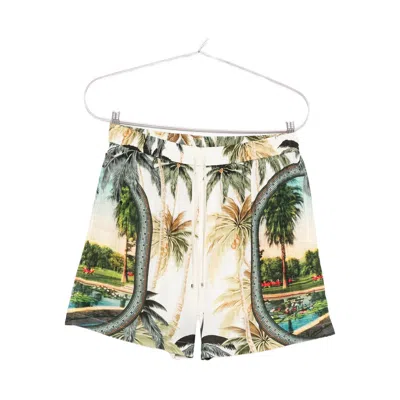 Amiri Paradise Straight-leg Printed Satin Drawstring Shorts In Gray