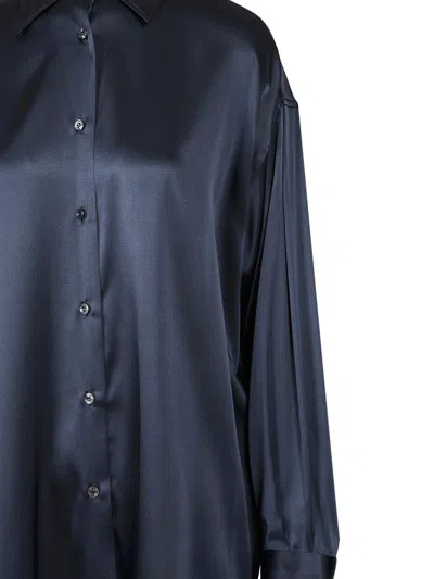 Tom Ford Stretch Silk Satin Shirt Shirts Blue In Blue