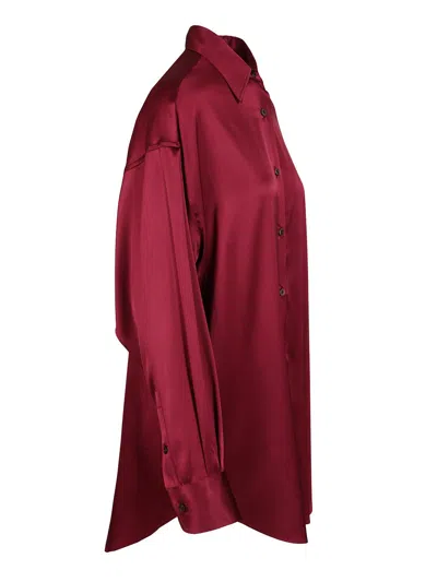 Tom Ford Stretch Silk Satin Shirt Shirts Red In Red