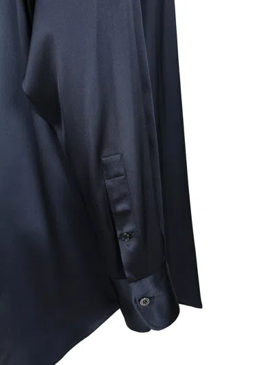 Tom Ford Stretch Silk Satin Shirt Shirts Blue In Blue