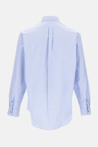 Givenchy Button-down Shirt With Pointed Collar And Embroidered Detail In Blue