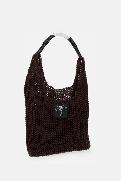 Plan C Dark Brown Logo-patch Shoulder Bag