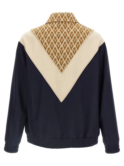 Valentino Wool And Cotton Jacket With Chevron Pattern In Multi