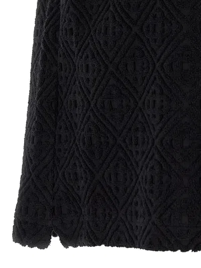 Casablanca Black Shirt With Classic Lapels And All-over Embossed Monogram In Black