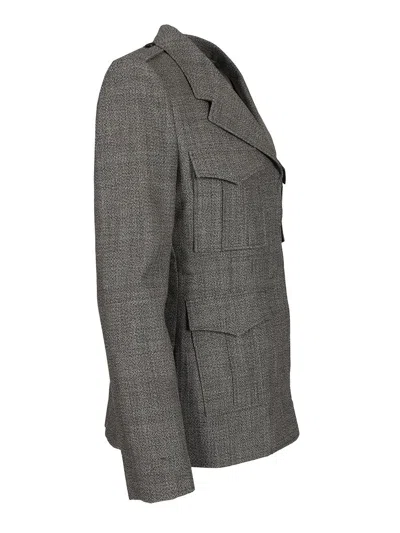 Alexander Mcqueen Fitted Silhouette With Epaulettes And Flap Pockets In Gray