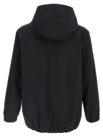 Valentino Garavani Nylon Hooded Jacket With Drawstring In Black