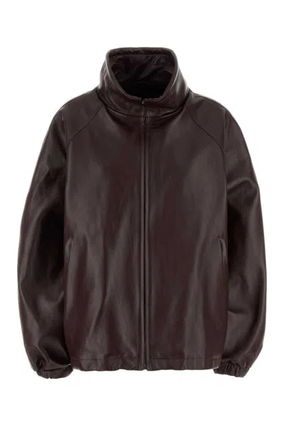 Magda Butrym Burgundy Leather Oversize Jacket In Burgundy
