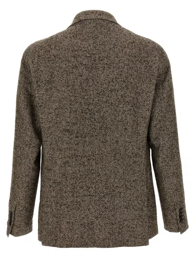 Tagliatore Textured Brown Double-breasted Wool Blend Blazer