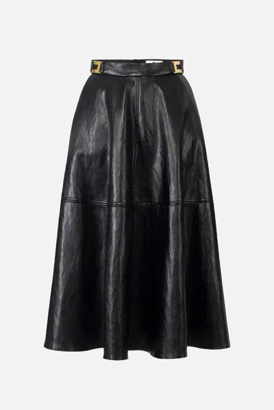 Elisabetta Franchi Leather-effect Belted Midi Skirt