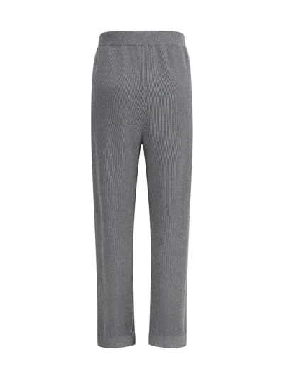 Brunello Cucinelli Vanise Sparkling Knitted Trousers In English Rib In Gray