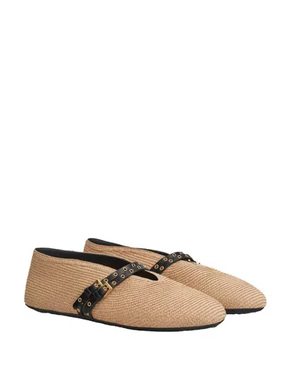 Alaïa Ballet Flats In Paper Straw Shoes