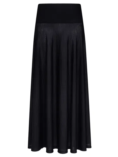 Alaïa Merino Wool Maxi Skirt In Black