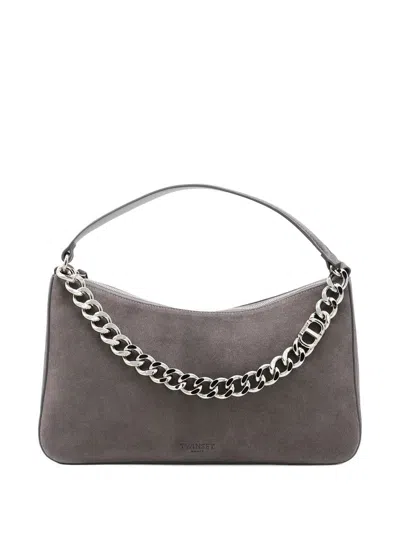 Twinset Twin-set Grey Melange Polyester Cotton Bags In Gray