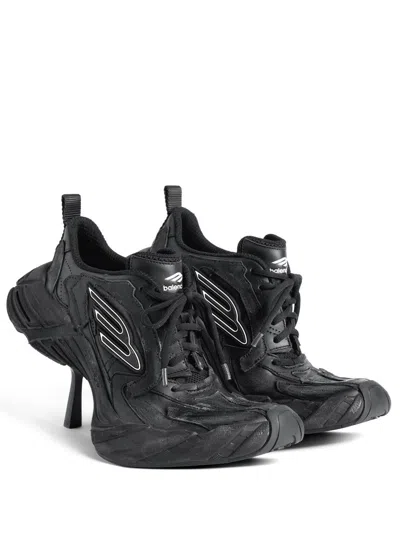 Balenciaga Monday Heels In Cowskin And Polyester Shoes In Black