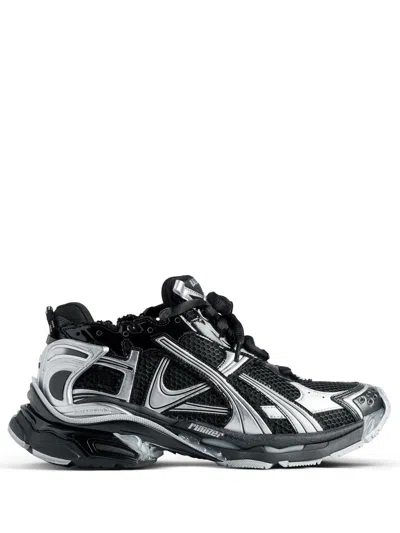 Balenciaga Mesh Runner Sneakers Embossed Size In Black
