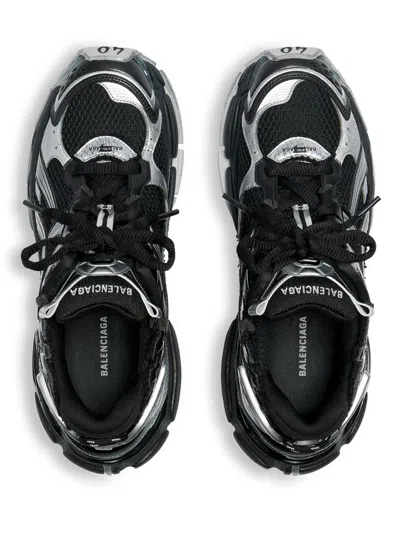Balenciaga Mesh Runner Sneakers Embossed Size In Black