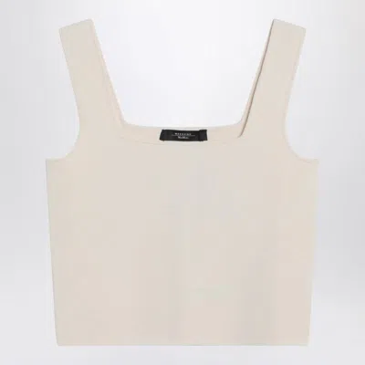 Weekend Max Mara Top In Viscose Jacquard Ecru In Gray