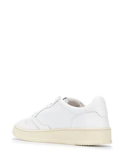 Autry White Leather Sneakers With Perforated Detailing In White