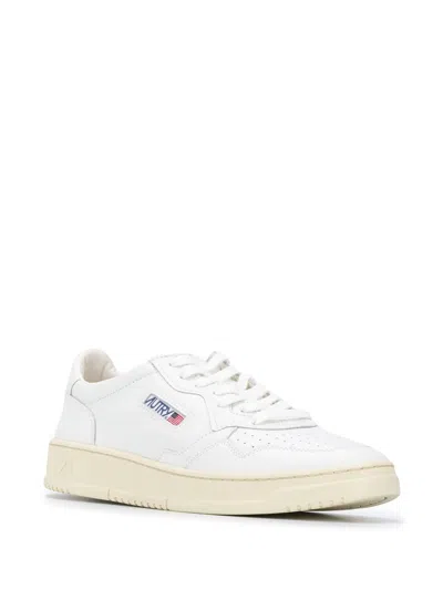 Autry White Leather Sneakers With Perforated Detailing In White