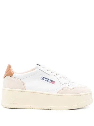 Autry White And Orange 'medialist' Platform Sneakers