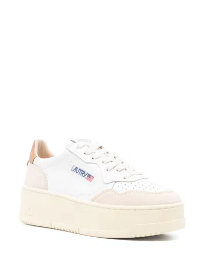 Autry White And Orange 'medialist' Platform Sneakers