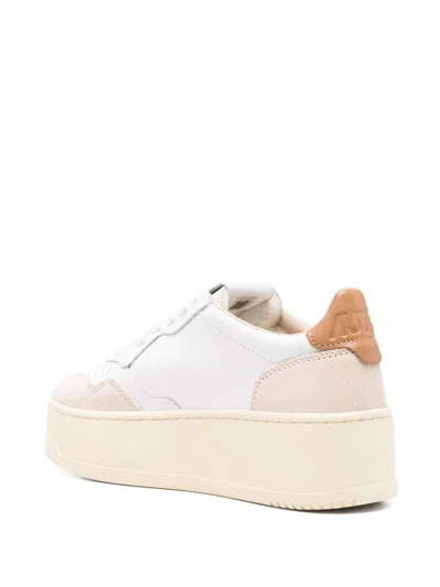 Autry White And Orange 'medialist' Platform Sneakers