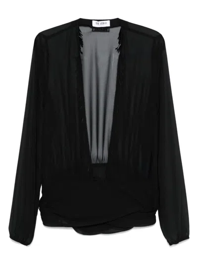 Attico Black Blouse With Deep Neckline In Black