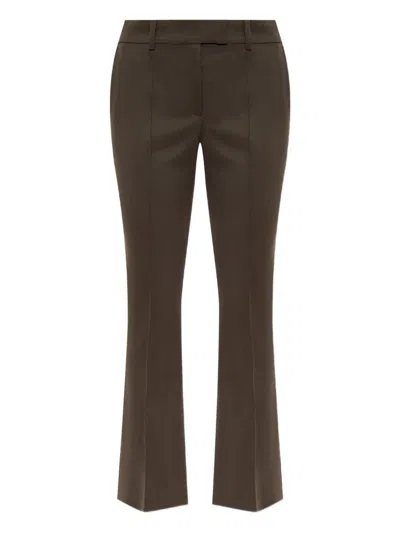 Attico Tailored Brown Pants With Concealed Closure In Brown
