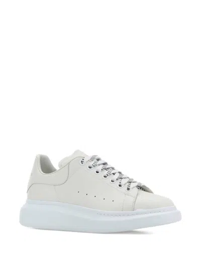 Alexander Mcqueen Chalk Leather Sneakers With Chalk Leather Heel In White