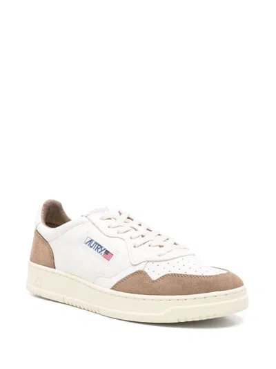 Autry Medalist Low Sneakers In Goatskin And Suede In Multi