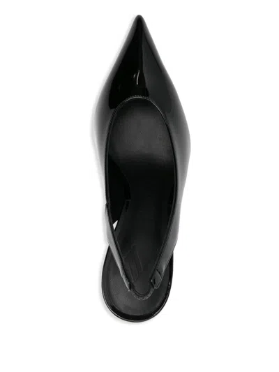 Attico Slingback Viper In Black Synthetic Paint In Black