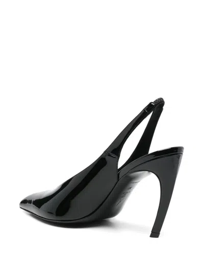Attico Slingback Viper In Black Synthetic Paint In Black