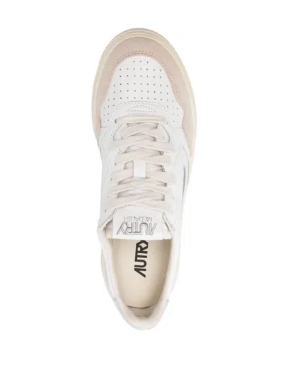 Autry White And Silver 'medalist Low' Sneakers In Leather With Suede Inserts