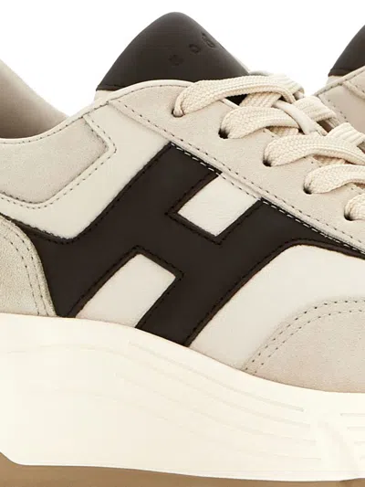 Hogan Hi-fi Suede And Nappa Leather Sneakers Shoes In Multi
