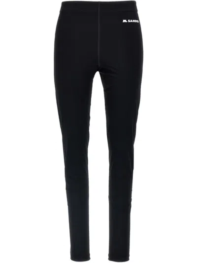 Jil Sander Black Leggings With Printed Waistband In Black
