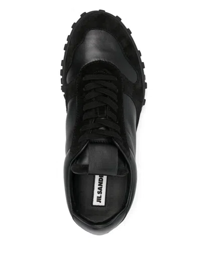 Jil Sander Suede Panel Round Toe Rubber Sole Sneakers