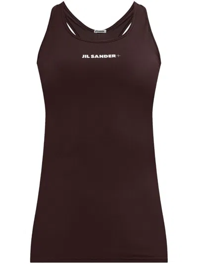 Jil Sander Brown Sport Tank Top With Logo Print In Brown