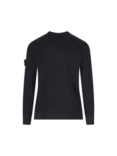 Stone Island Wool Crew Neck Pullover In Black