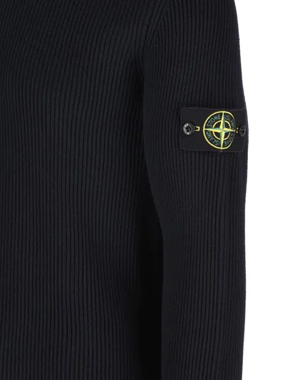 Stone Island Wool Crew Neck Pullover In Black
