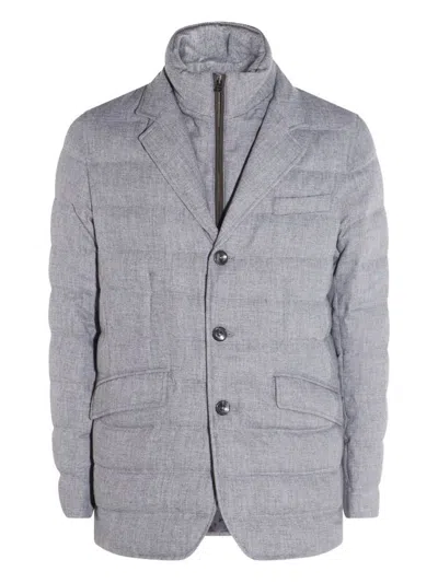 Herno Grey Quilted Blazer In Gray