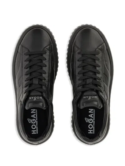 Hogan Leather H-stripes Tread Sneakers In Black