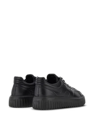 Hogan Leather H-stripes Tread Sneakers In Black