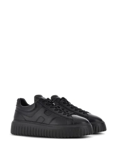 Hogan Leather H-stripes Tread Sneakers In Black